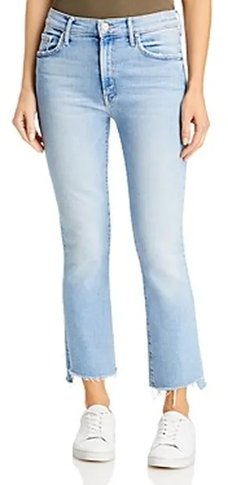 Mother The Insider High Rise Crop Step Fray Bootcut Jeans in Limited Edition