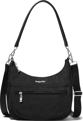 Baggallini Modern Pocket Half Moon Bag (Black) Handbags