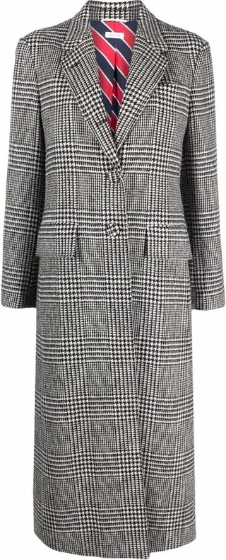 Unconstructed Prince of Wales wool overcoat