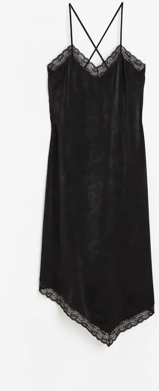Lace-trimmed Satin Dress