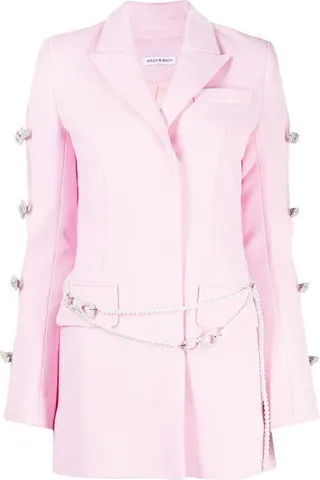 Crystal-Bow Cut-Out Blazer Dress