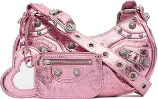 Pink Le Cagole XS Leather Shoulder Bag