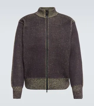 Aimless cotton-blend zip-up sweater