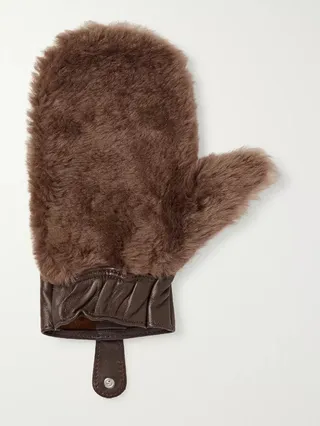 Shearling and Leather Shoeshine Mitt