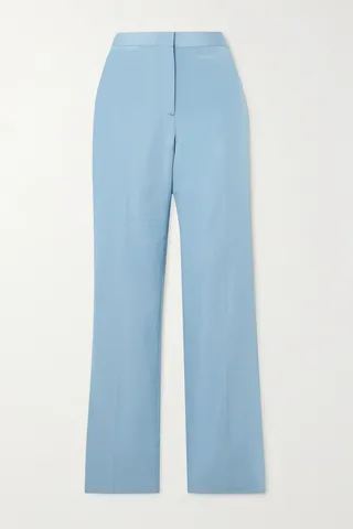 Brioni - Silk And Cotton-blend Straight-leg Pants - Blue