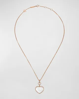 Happy Heart Rose Gold Mother-of-Pearl and Diamond Pendant Necklace