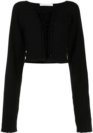 braided V-neck jumper
