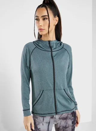 Contrast Detail Seamless Running Hoodie