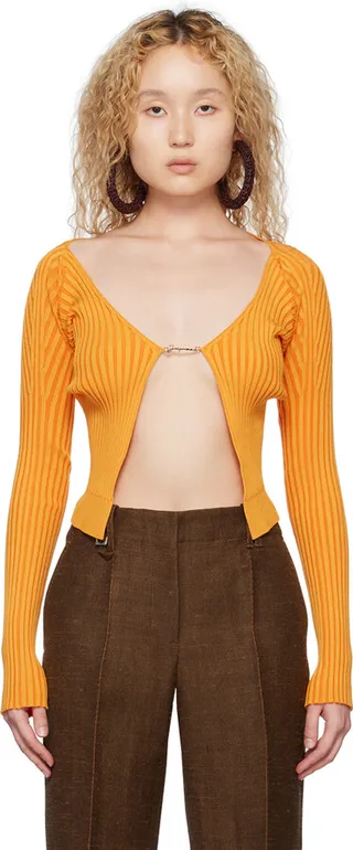 Jacquemus Orange Le Raphia 'La Maille Pralù Longue' Cardigan