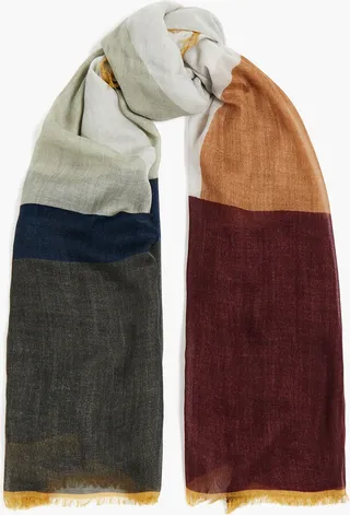 Color-block cashmere and silk-blend scarf