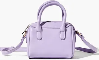 Faux Leather Mini Bowler Bag