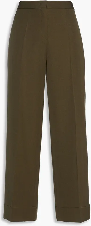 Wool-twill wide-leg pants