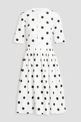 Polka-dot cotton-twill dress