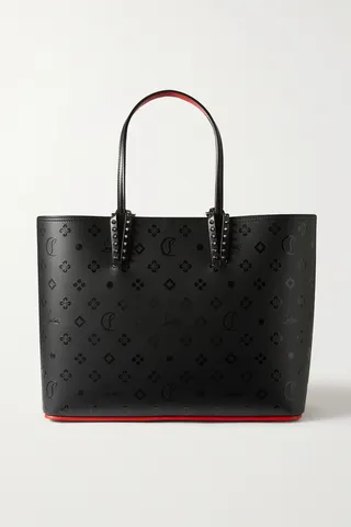 Christian Louboutin - Cabata Loubinsky Spiked Printed Leather Tote - Black