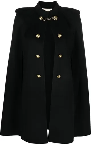 Double-Button Wool Cape