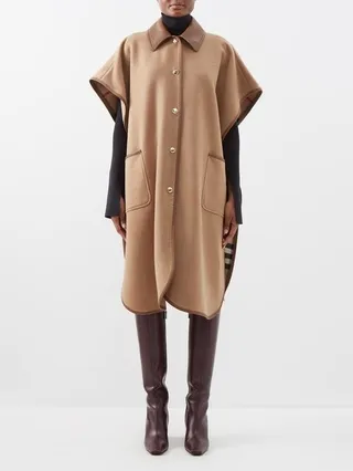 Reversible Check Wool Cape
