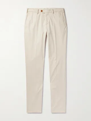 Slim-Fit Stretch-Cotton Gabardine Trousers