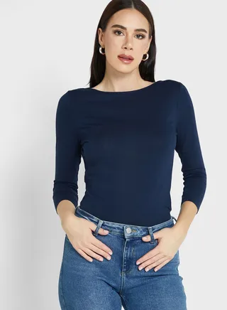 Cotton Rich Slim Fit 3/4 Sleeve T-Shirt