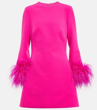 Rena feather-trimmed crepe minidress