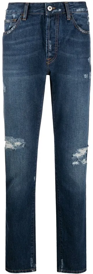 Wings ripped-detailing slim-fit jeans