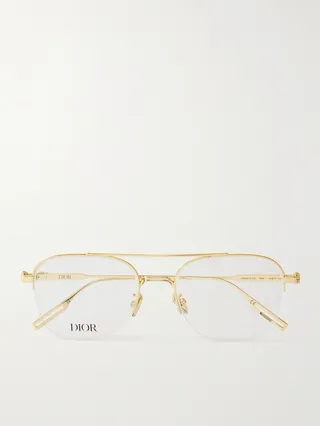 NeoDior O S5U Aviator-Style Gold-Tone Optical Glasses