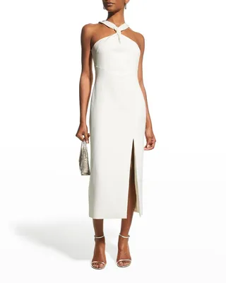 Avie Midi Halter Slit Dress