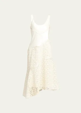 Cruise Lace-Hem Asymmetric Midi Dress