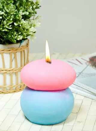 Pink & Blue Neon Pebble Candle