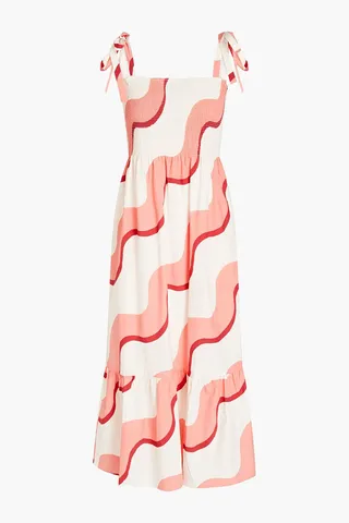Printed cotton-poplin midi dress
