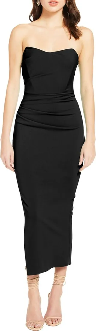Ashun Strapless Sheath Midi Dress