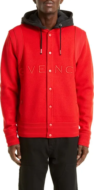 Logo Virgin Wool Hooded Bomber Jacket