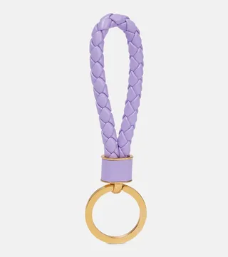 Intrecciato leather keychain