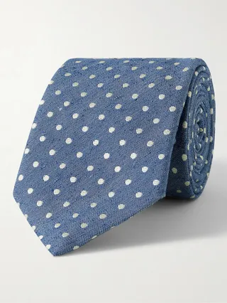 8cm Polka-Dot Slub Silk-Jacquard Tie