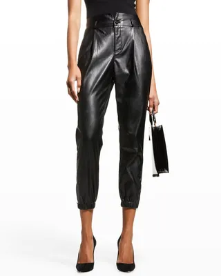 Mayslie Faux Leather Ankle Jogger Pants