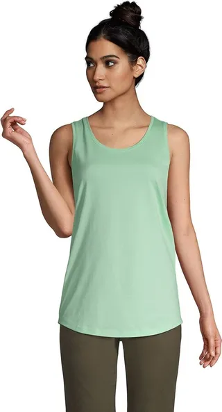 Lands' End Women's Tall Supima Cotton Scoop Neck Tunic Tank Top - Large Tall - Cool Mint