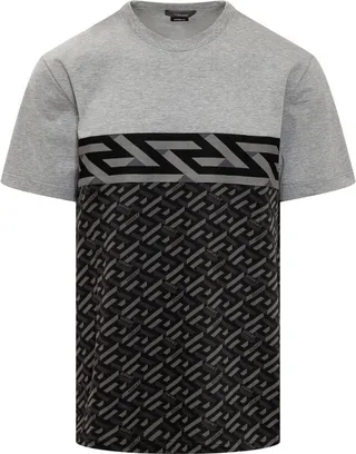Versace Two-Toned Logo Printed Crewneck T-Shirt