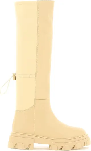 Gia Borghini Leather And Fabric Combat Boots
