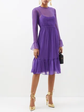 Pleated Silk-chiffon Midi Dress