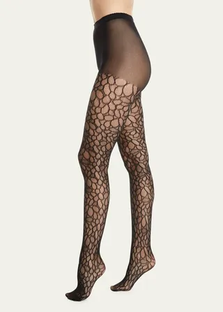 Deco Lace Net Sheer Control-Top Tights