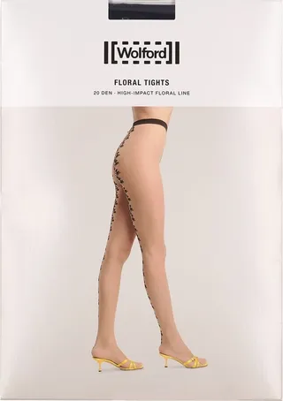 Floral stretch mesh tights