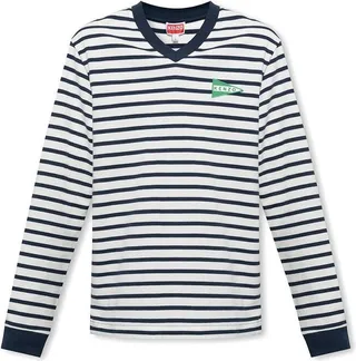 Kenzo Striped V-Neck Long-Sleeved T-Shirt