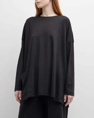 One-Pocket Round-Neck Long T-Shirt