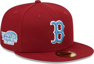 Men's New Era Cardinal Boston Red Sox 2004 World Series Air Force Blue Undervisor 59FIFTY Fitted Hat