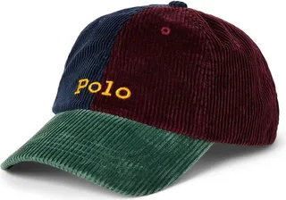 Color-blocked Corduroy Ball Cap Hat Burgundy