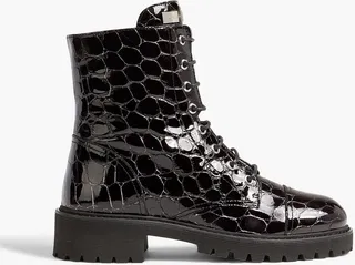 Saymond croc-effect patent-leather combat boots