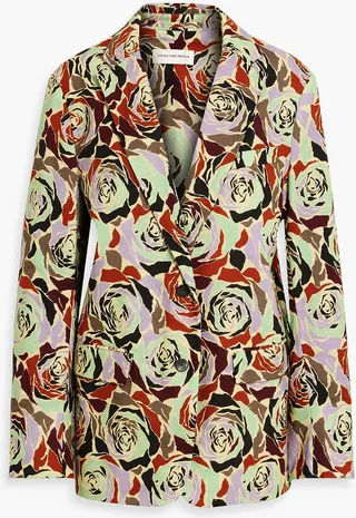 Floral-print cotton-voile blazer