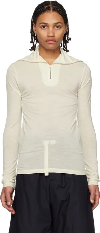 Jil Sander Off-White Zip-Up Sweater