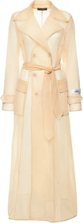 Tech marquisette belted trench coat