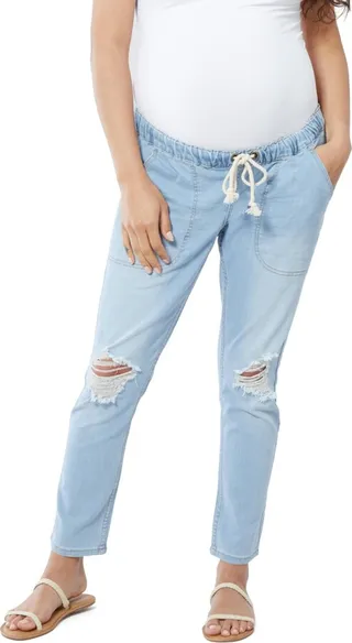 Women's Maternity Drawstring Boyfriend Jean