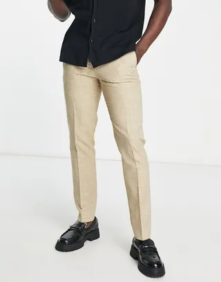 Twisted Tailor cole slim fit smart pants in light brown